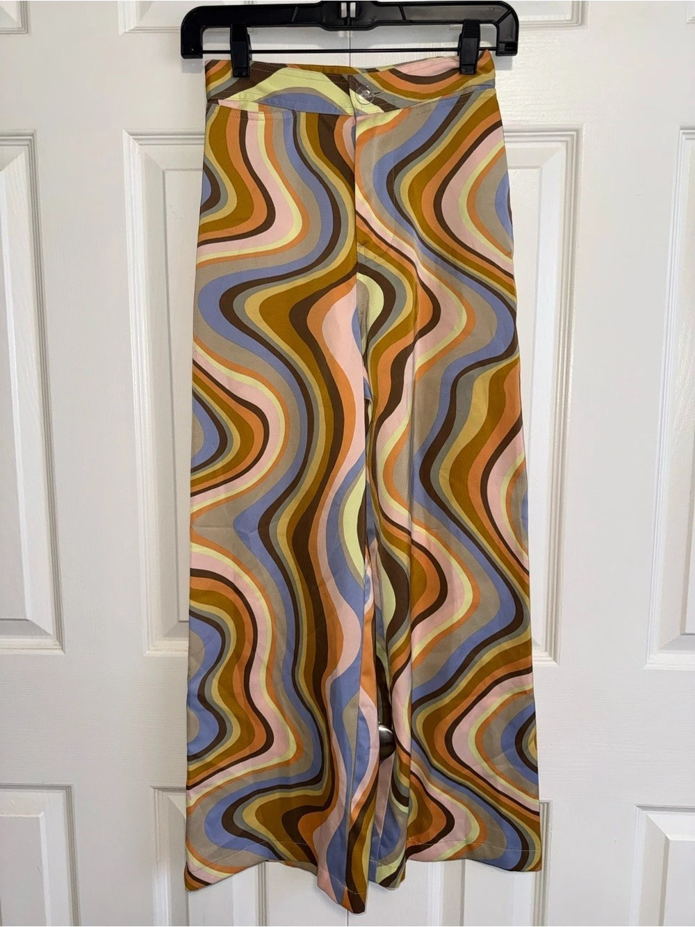 Urban Outfitters retro psychedelic swirl Wide Leg Pants in Brown & Blue Size XS